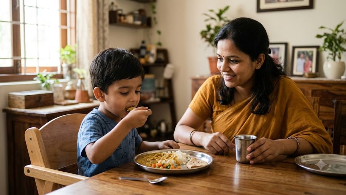 बच्चे के गले में खाना